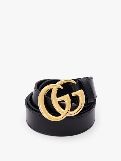 Gucci Gg Marmont Leather Belt With Shiny Buckle