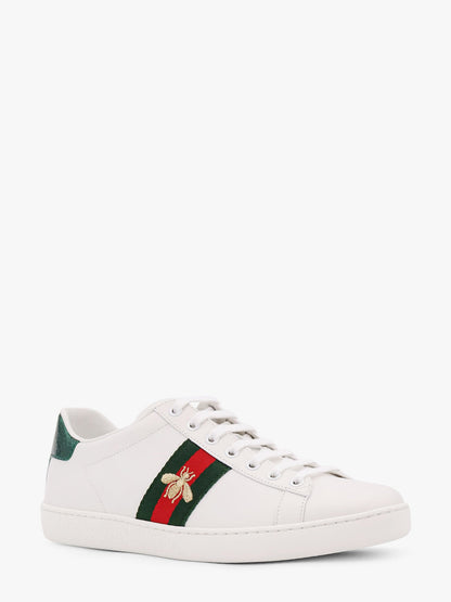 Gucci Ace Low Top Leather Sneakers With Iconic Web Band