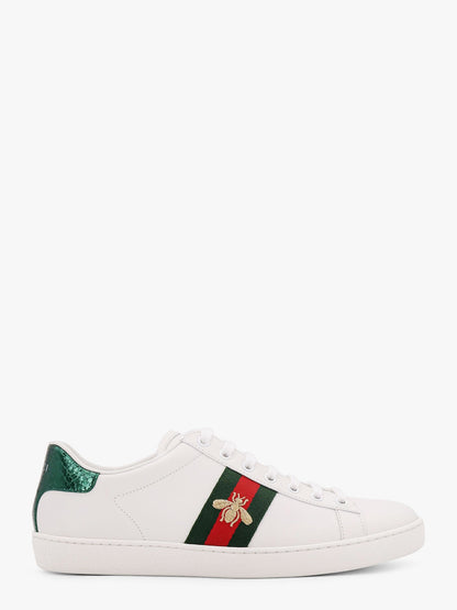 Gucci Ace Low Top Leather Sneakers With Iconic Web Band