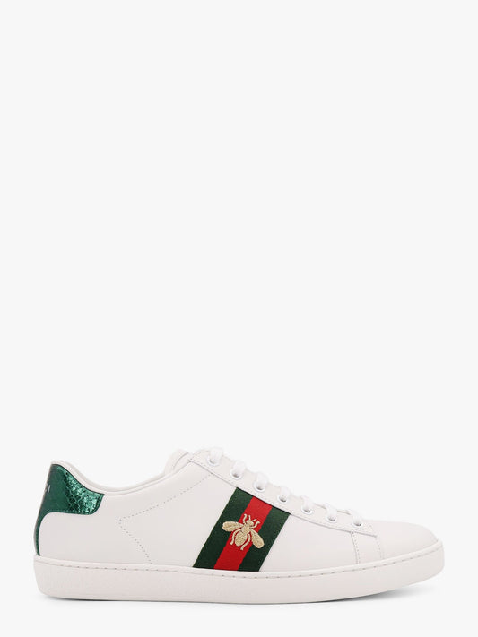 Gucci Ace Low Top Leather Sneakers With Iconic Web Band