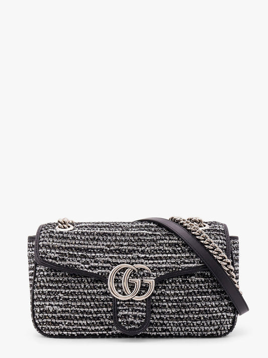Gucci Gg Marmont Fabric And Leather Shoulder Bag With All Over Sequins