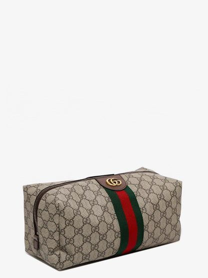 Gucci Gg Supreme Fabric And Leather Beauty Case