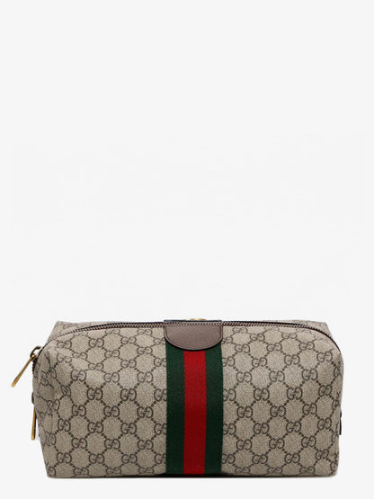 Gucci Gg Supreme Fabric And Leather Beauty Case