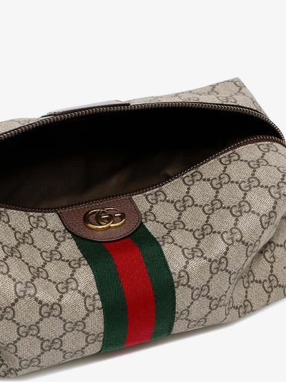 Gucci Gg Supreme Fabric And Leather Beauty Case