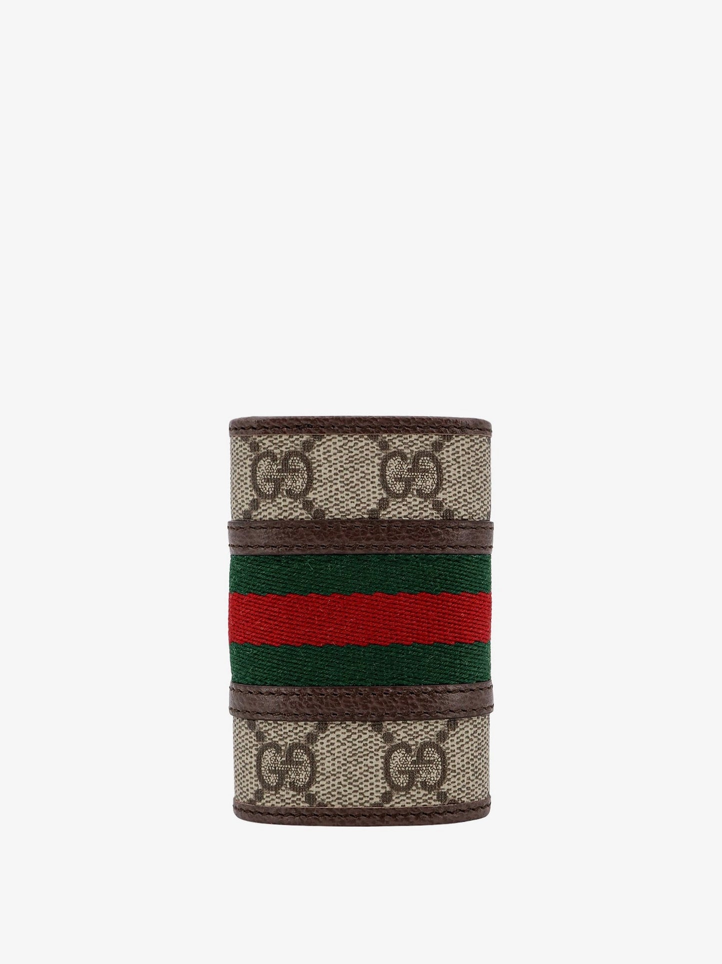 Gucci Gg Supreme Fabric And Leather Key Ring