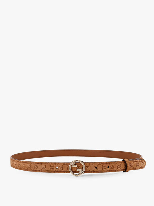 Gucci Suede Belt With All Over Gg Motif