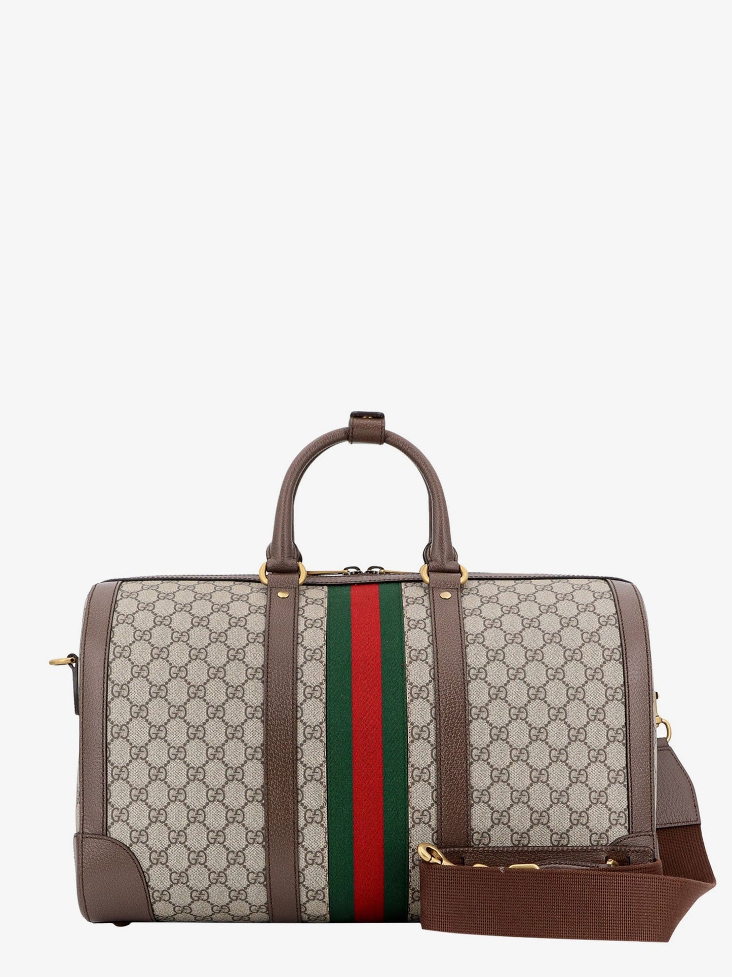 Gucci Gg Supreme Fabric And Leather Duffle Bag
