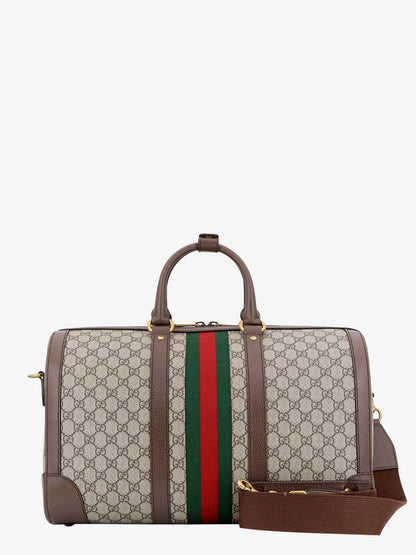 Gucci Gg Supreme Fabric And Leather Duffle Bag
