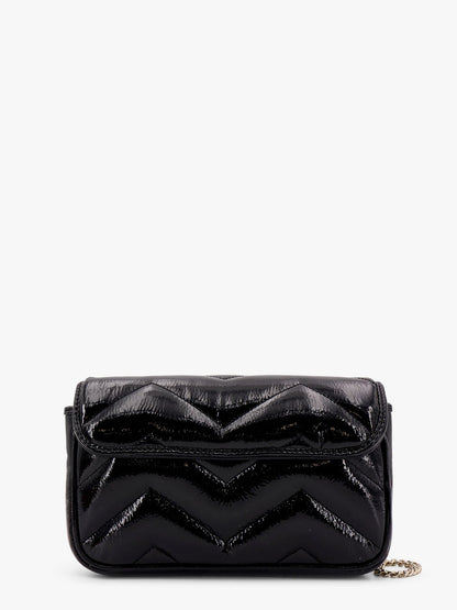 Gucci Gg Marmont Patent Leather Shoulder Bag With Frontal Gg Logo