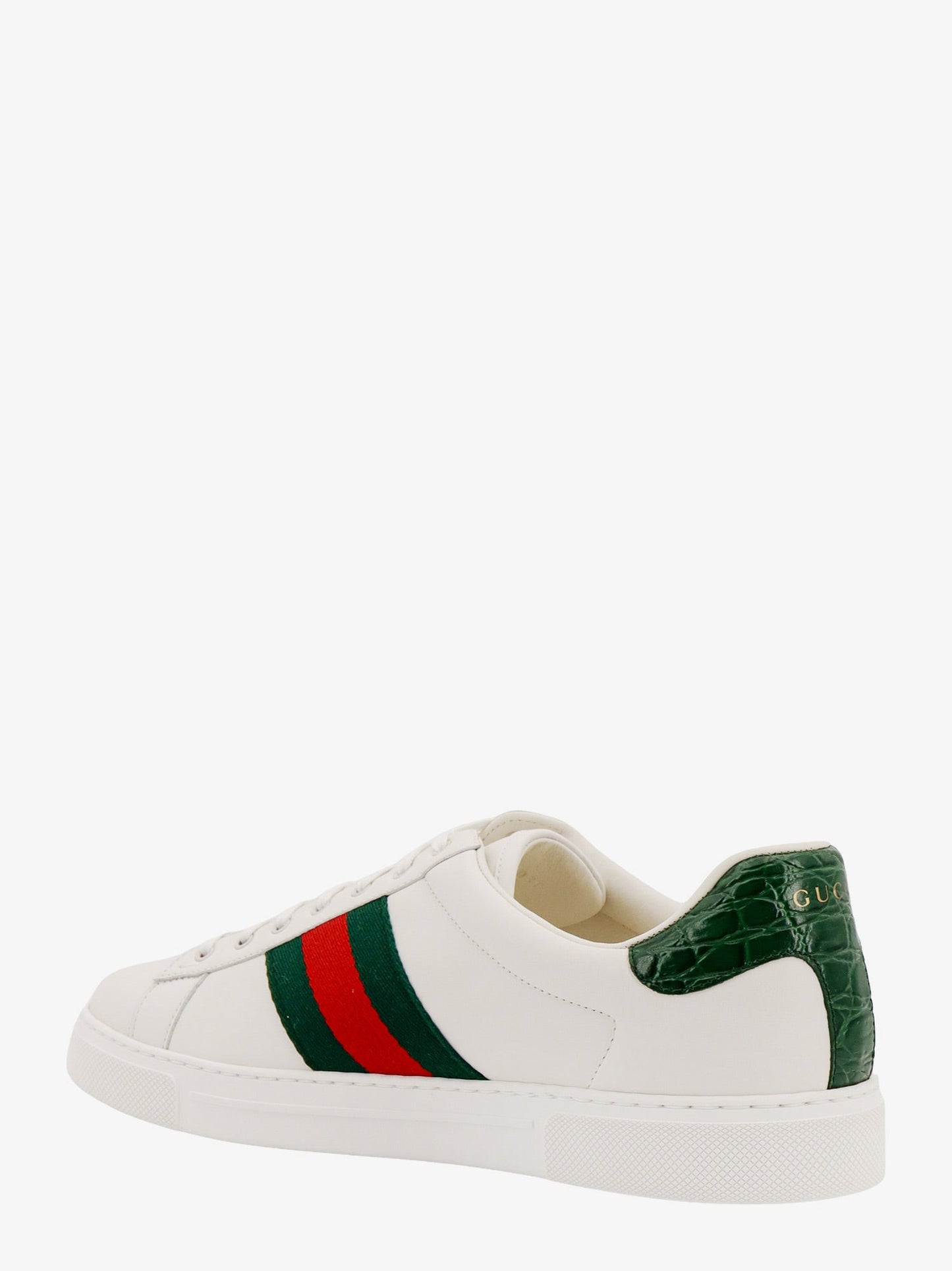 Gucci Ace Leather Sneakers With Lateral Web Band