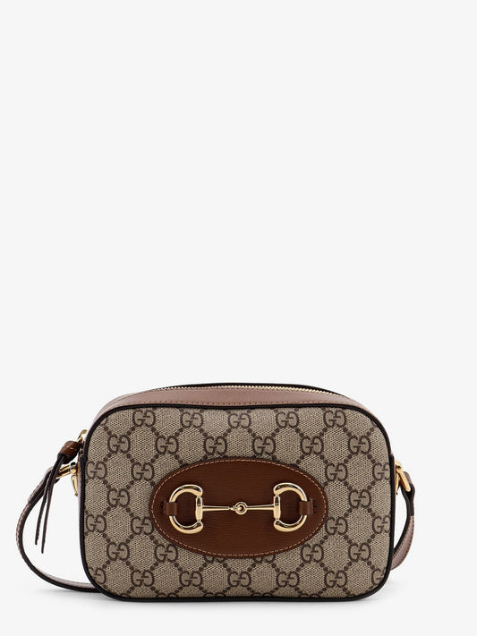 Gucci 1955 Horsebit Gg Supreme Fabric And Leather Shoulder Bag