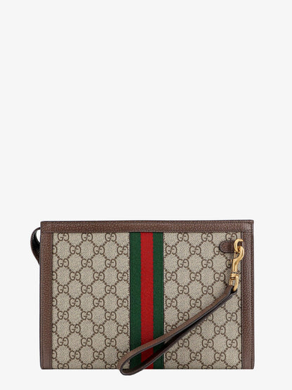Gucci Gg Supreme Fabric And Leather Clutch