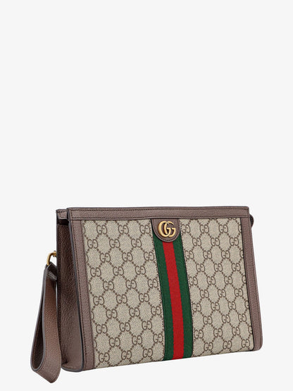 Gucci Gg Supreme Fabric And Leather Clutch