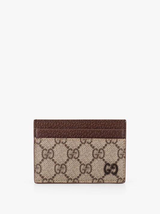 Gucci Gg Supreme Fabric And Leather Card Holder