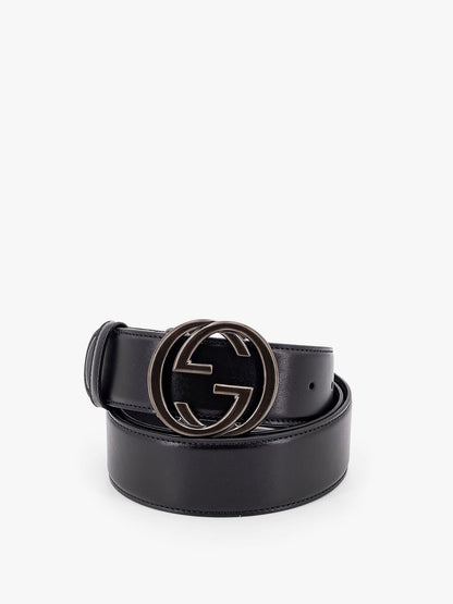 Gucci Leather Belt With Incrocio Gg Buckle