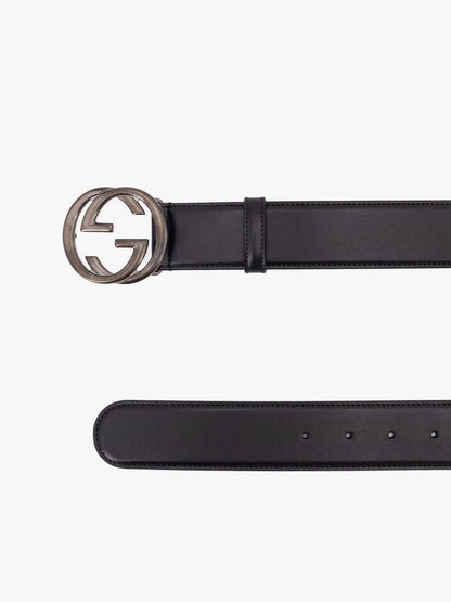 Gucci Leather Belt With Incrocio Gg Buckle