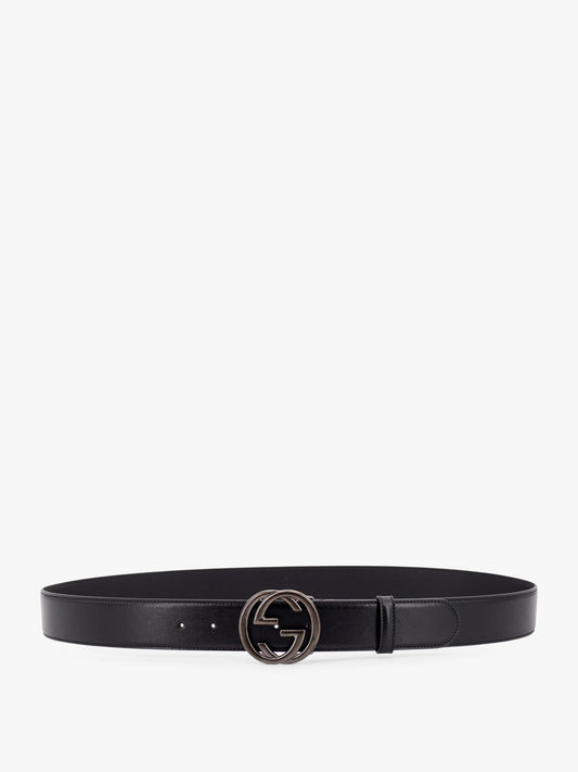Gucci Leather Belt With Incrocio Gg Buckle