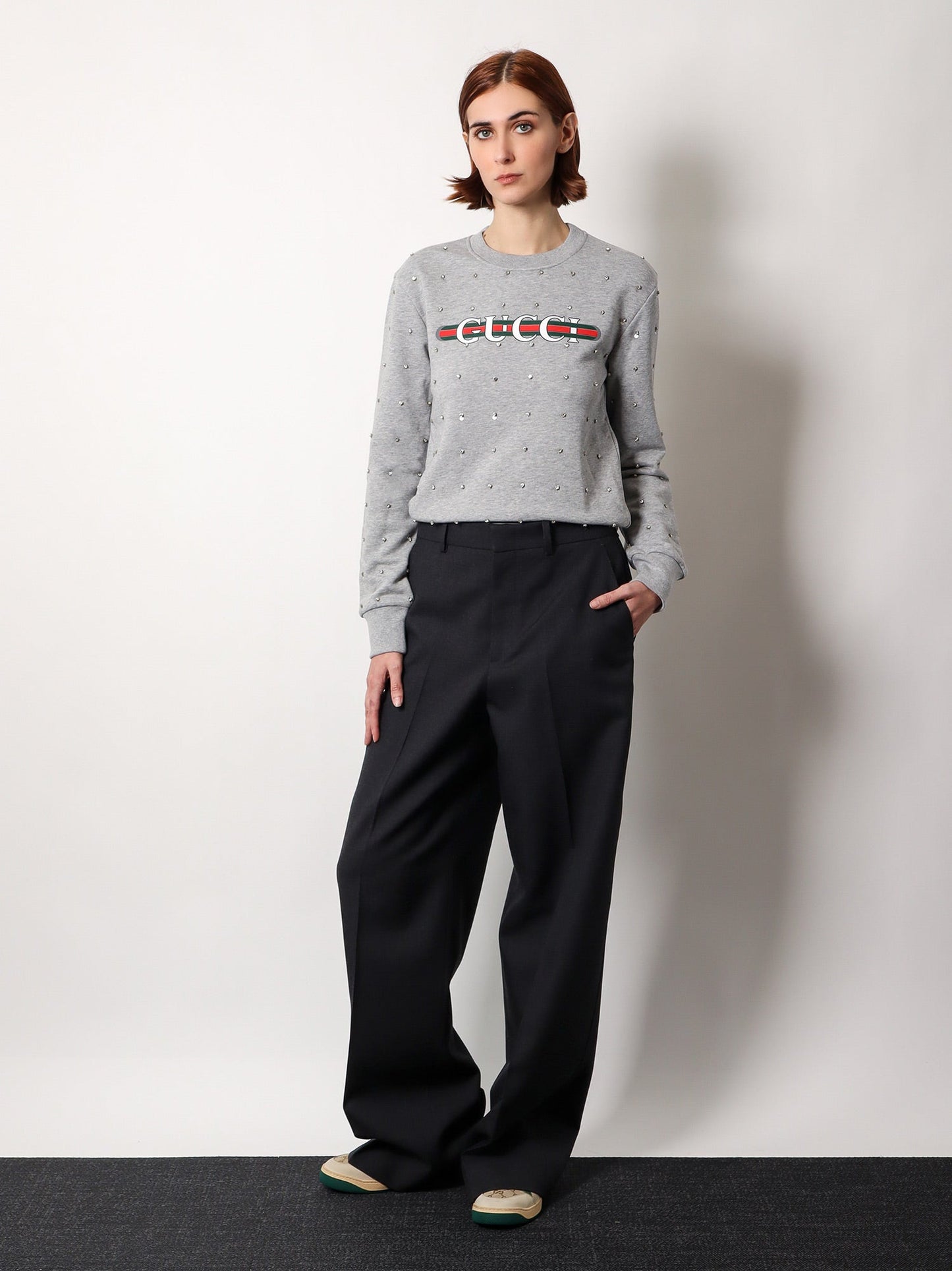Gucci Cotton Sweatshirt With All Over Rhinestones