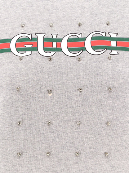 Gucci Cotton Sweatshirt With All Over Rhinestones