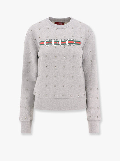 Gucci Cotton Sweatshirt With All Over Rhinestones