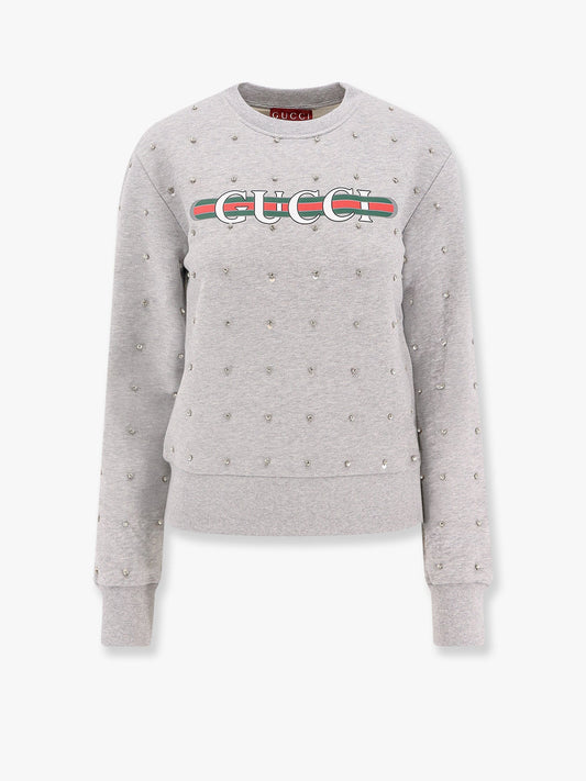 Gucci Cotton Sweatshirt With All Over Rhinestones