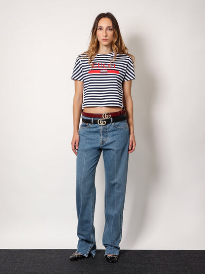 Gucci Cotton Jeans With Rossa Ancora Back Logo Patch