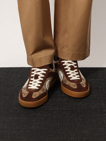 Gucci Suede And Gg Fabric Low Top Sneakers