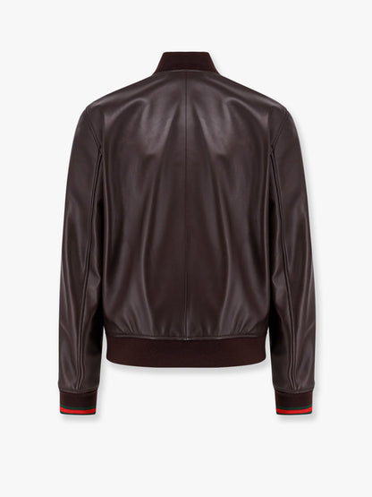 Gucci Leather Jacket With Gucci Embossed Detail