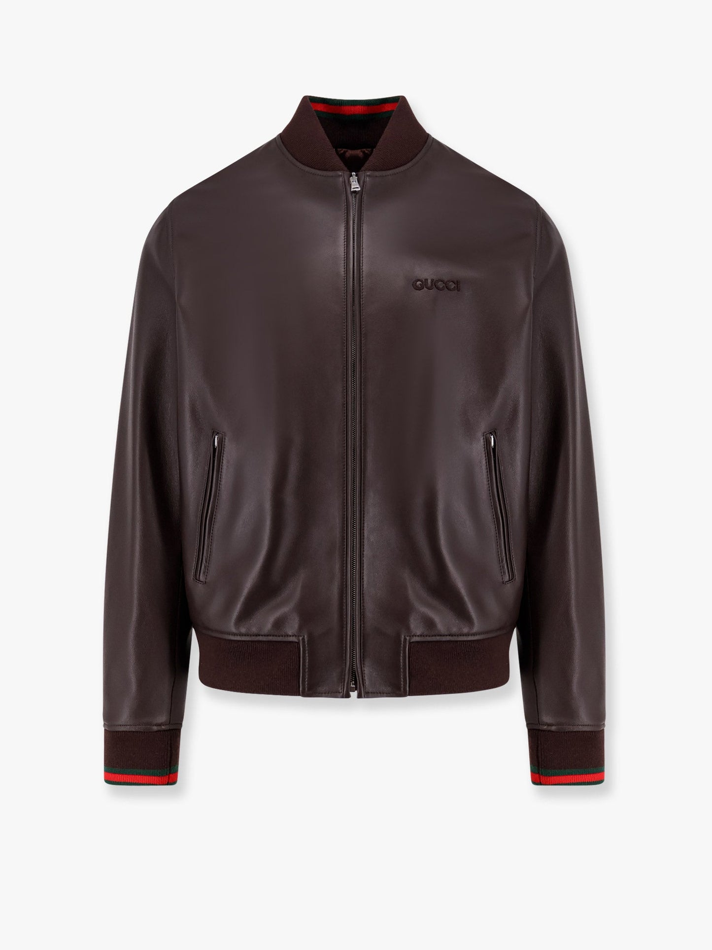 Gucci Leather Jacket With Gucci Embossed Detail
