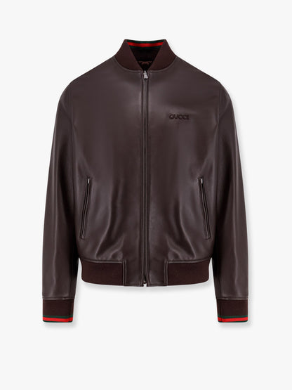 Gucci Leather Jacket With Gucci Embossed Detail