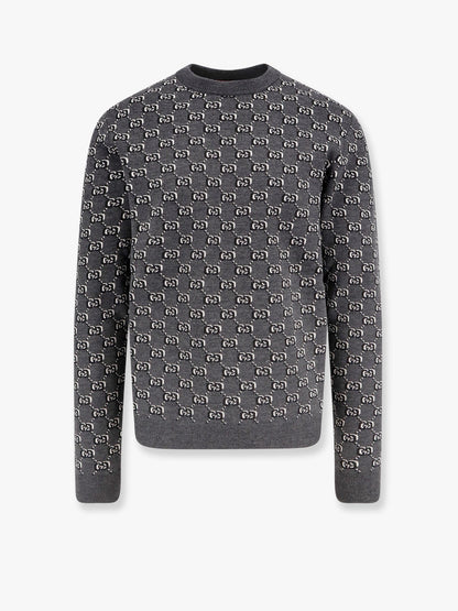 Gucci Wool Sweater With All Over Gg Motif