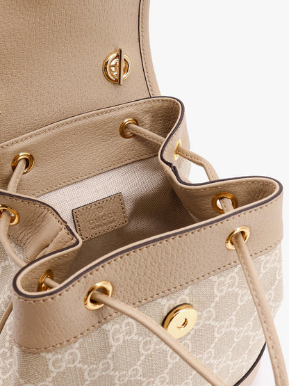 Gucci Mini Ophidia Gg Supreme Fabric And Leather Backpack With Frontal Web Band