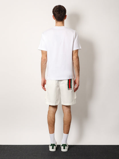 Gucci Cotton T Shirt With Lettering Logo And Gucci Web Band
