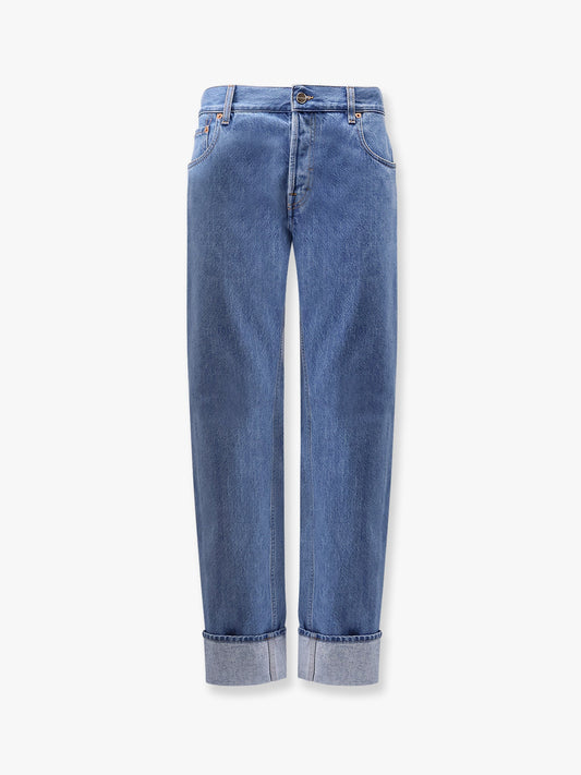 Gucci Jeans With Cuff And Gucci Web Detail