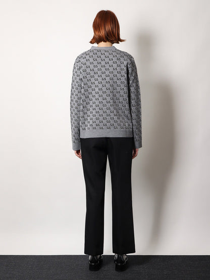 Gucci Wool Blend Cardigan With All Over Gg Motif