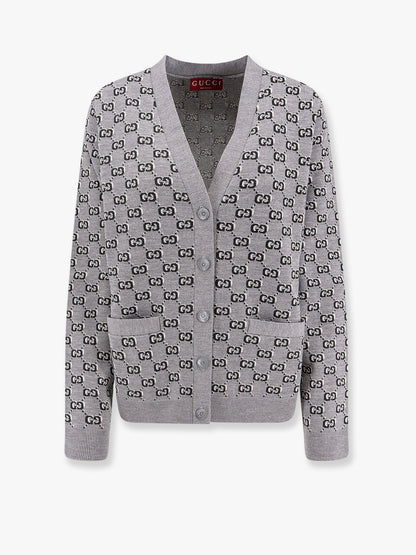 Gucci Wool Blend Cardigan With All Over Gg Motif