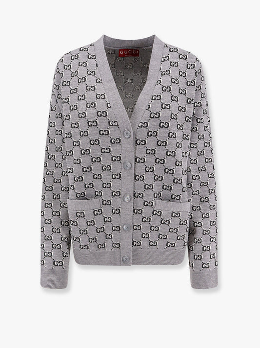 Gucci Wool Blend Cardigan With All Over Gg Motif