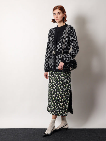 Gucci Reversible Wool Cardigan With Gg Intarsia