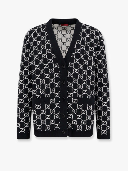 Gucci Reversible Wool Cardigan With Gg Intarsia