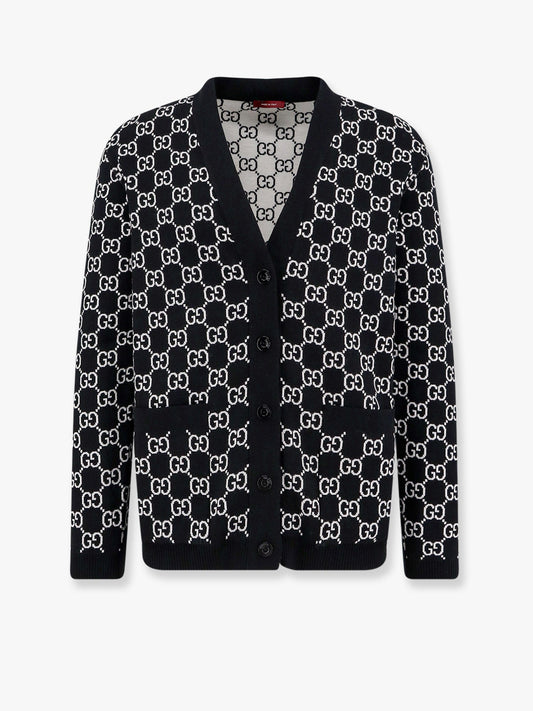 Gucci Reversible Wool Cardigan With Gg Intarsia
