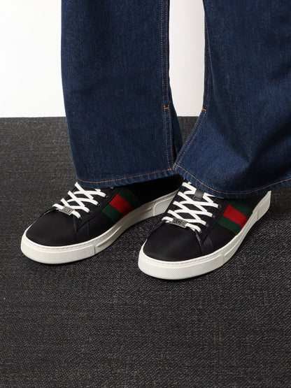 Gucci Ace Nylon Sneakers With Lateral Web Band
