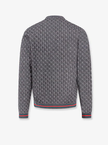 Gucci Wool And Silk Cardigan With Gg Motif