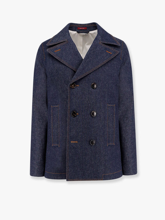 Gucci Denim Peacoat With Contrasting Stitching