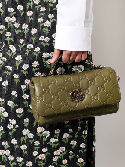 Gucci Mini Gg Milano Leather Handbag With All Over Gg Motif