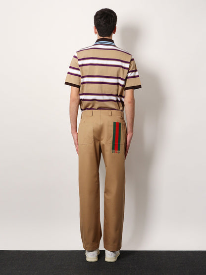 Gucci Cotton Trouser With Web Detail