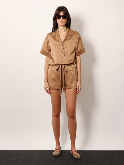 Gucci Viscose Blend Shorts With Allover Gg Logo