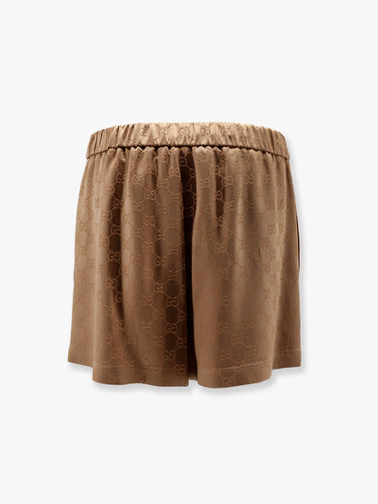Gucci Viscose Blend Shorts With Allover Gg Logo