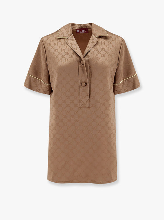 Gucci Viscose Blend Shirt With Allover Gg Logo