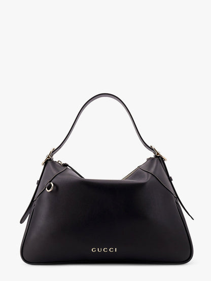 Gucci Gg Emblem Leather Shoulder Bag With Frontal Logo