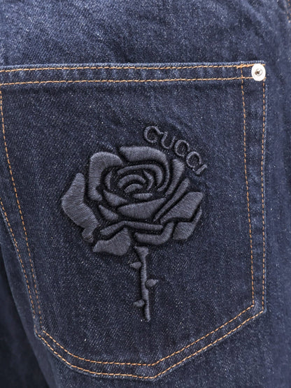 Gucci Cotton Jeans With Back Floral Print